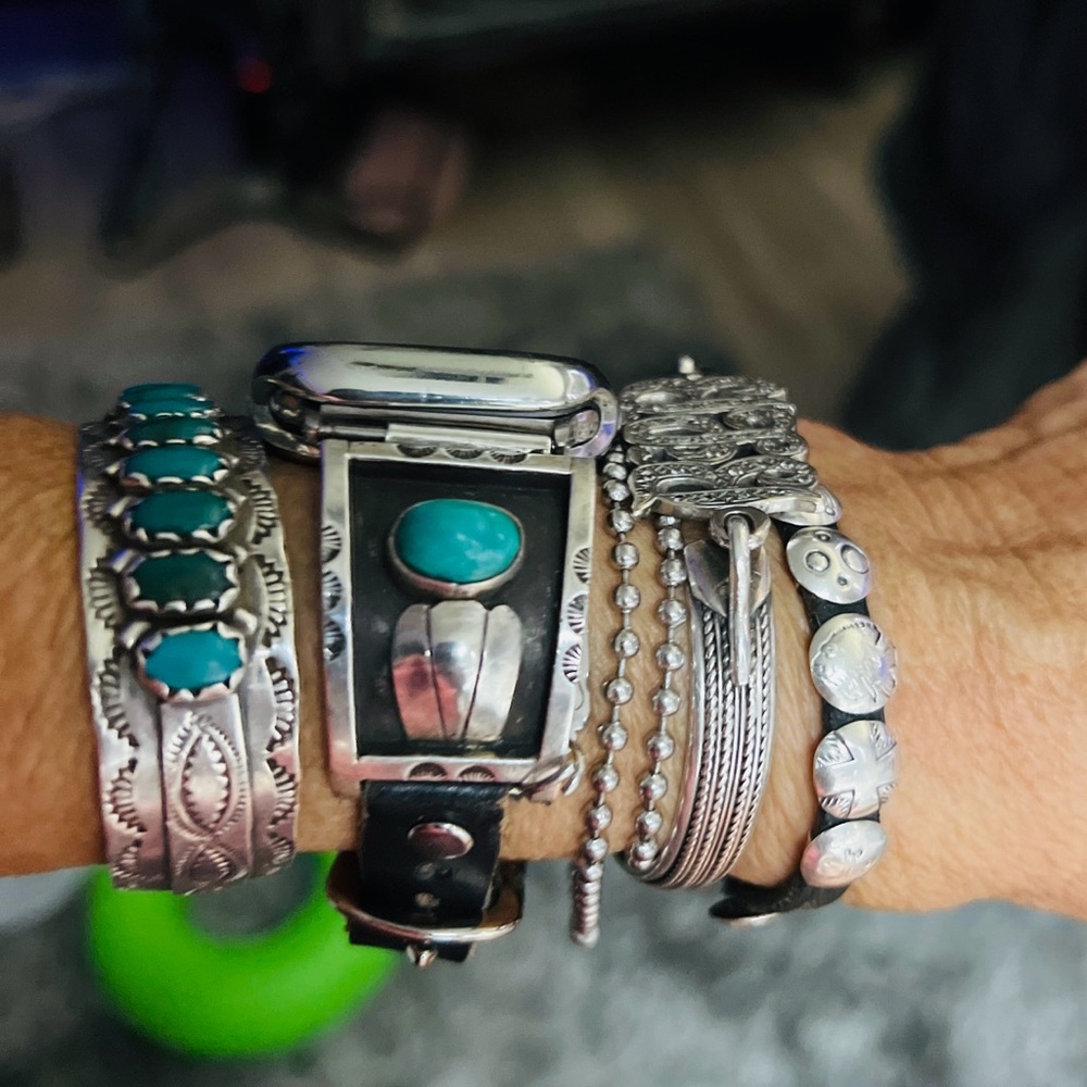 APPLE WATCHBAND/SS/Turquoise/Native American